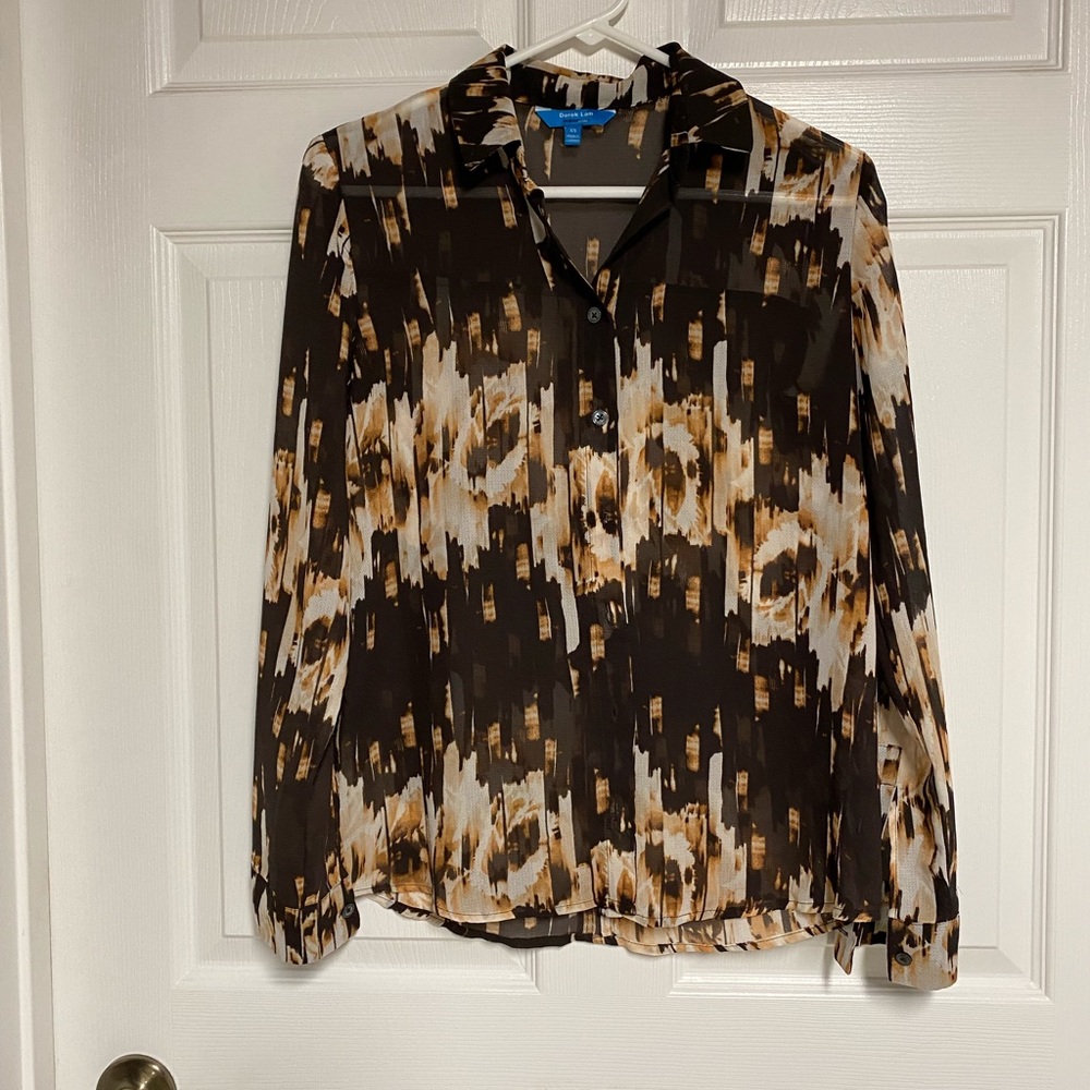 Derek Lam Print Sheer Blouse Size XS